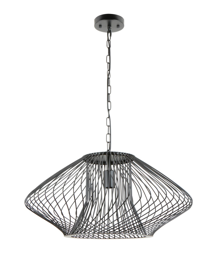 PARRILLA: Interior Oval Cage Iron Pendant Lights OD600mm Black Pendant