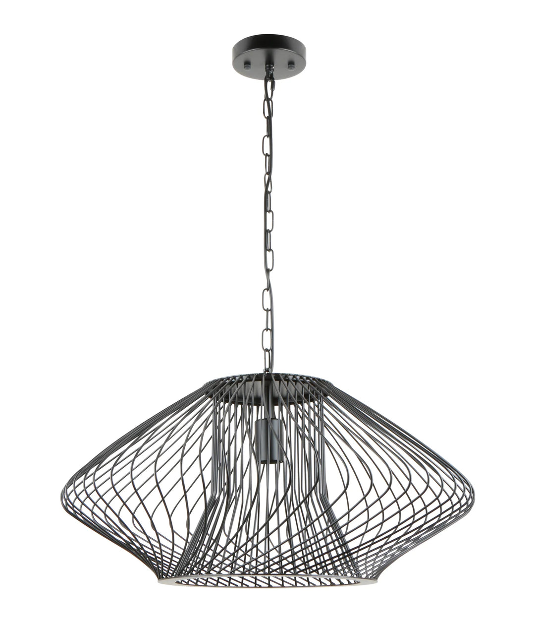 PARRILLA: Interior Oval Cage Iron Pendant Lights OD440mm/OD600mm Matte Black 600mm Pendant