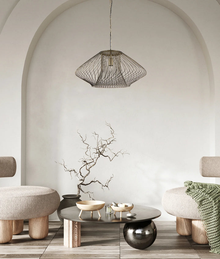 PARRILLA: Interior Oval Cage Iron Pendant Lights OD600mm Pendant