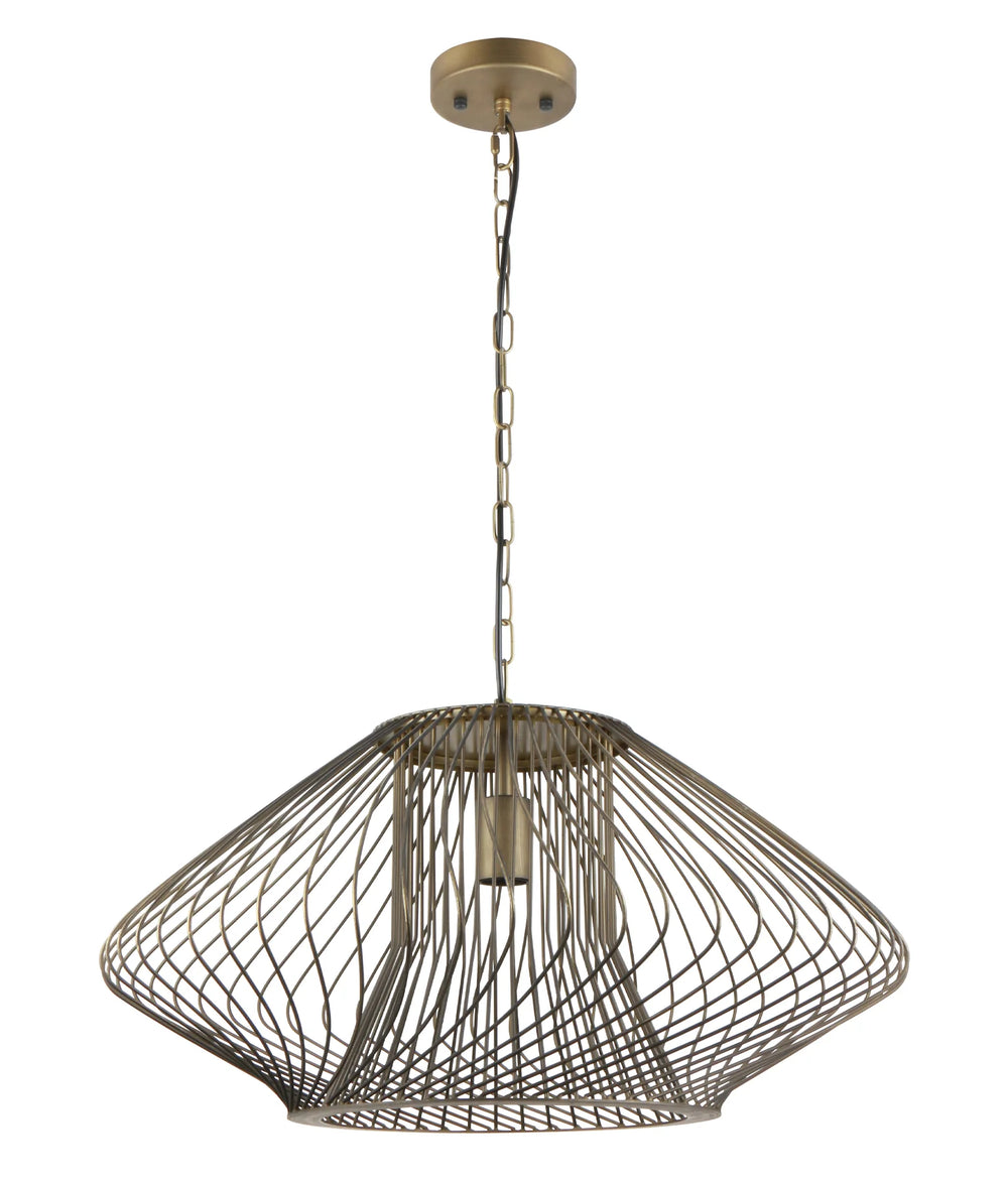 PARRILLA: Interior Oval Cage Iron Pendant Lights OD600mm Antique Brass Pendant