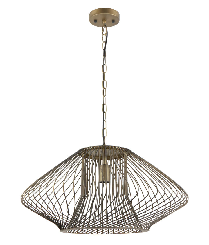 PARRILLA: Interior Oval Cage Iron Pendant Lights OD600mm Antique Brass Pendant