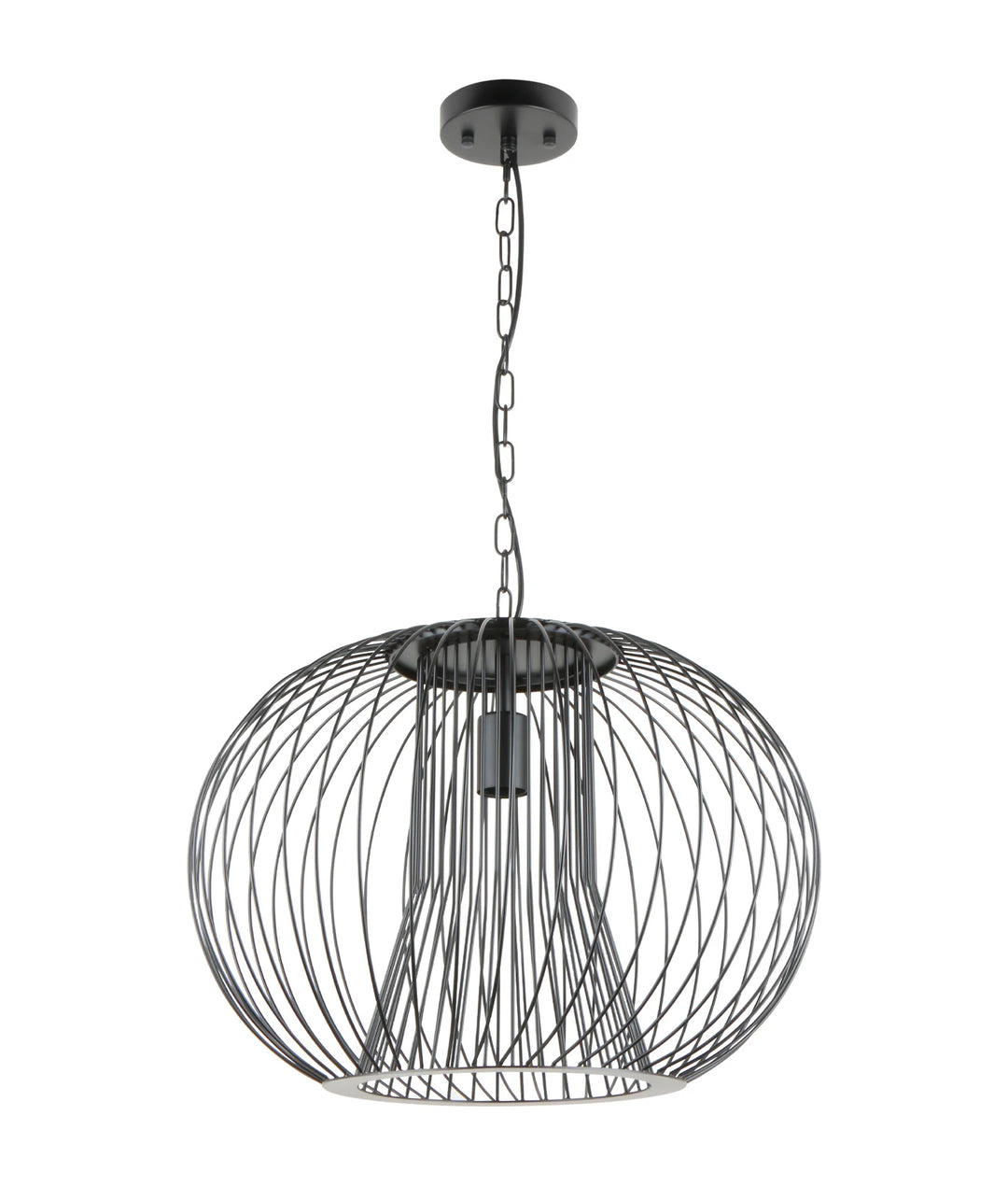 PARRILLA: Interior Round Cage Iron Pendant Lights Matte Black Pendant