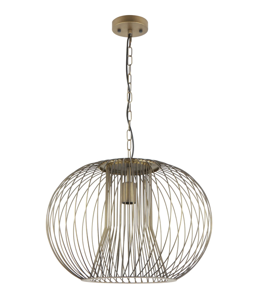 PARRILLA: Interior Round Cage Iron Pendant Lights Imitation Antique Brass Pendant