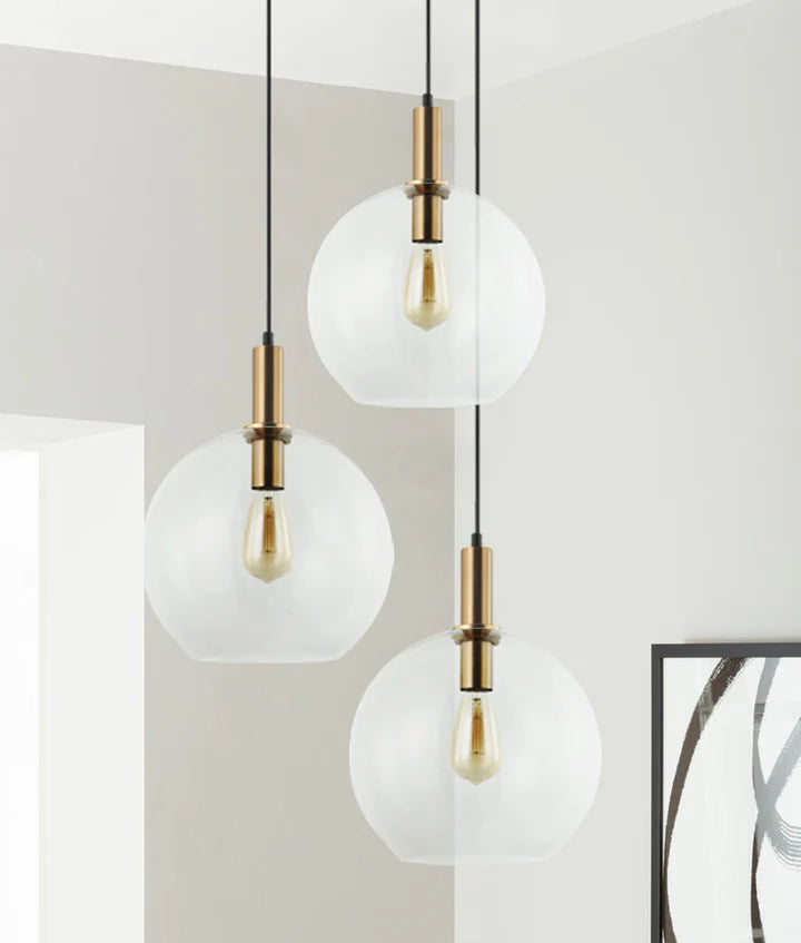 PATERA: Interior Glass with Extended Bronze Highlight Pendant Lights