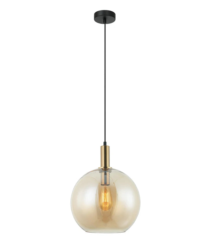 PATERA: Interior Glass with Extended Bronze Highlight Pendant Lights