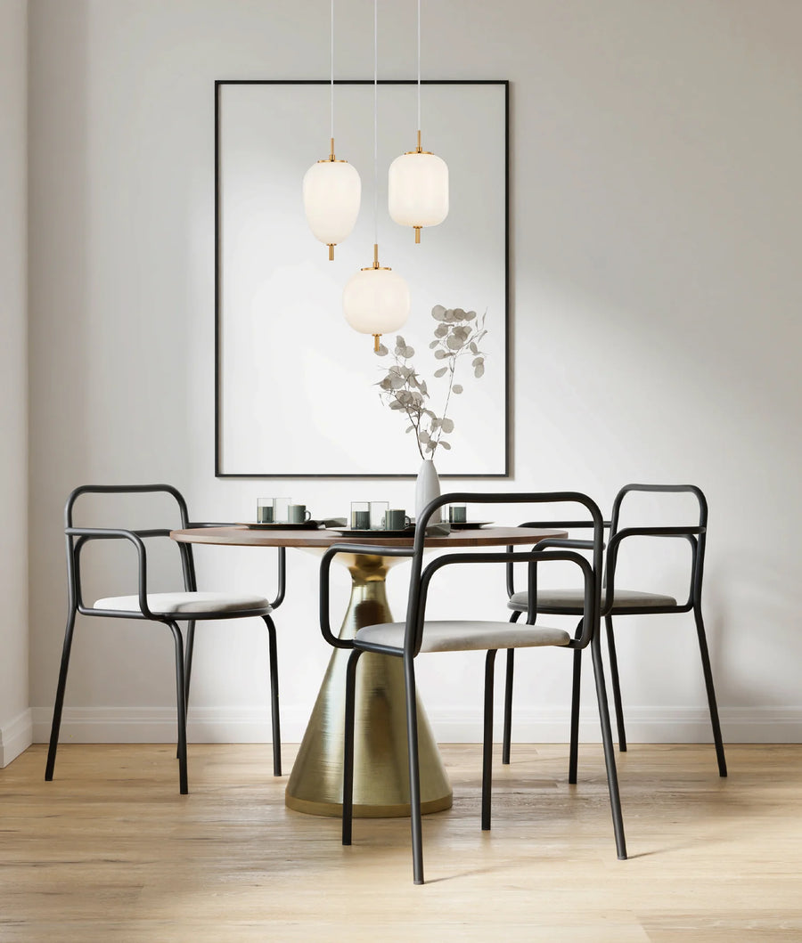 PINO: Interior Opal Matte / Smokey Black Mirror Finish Glass Oval Pendant Lights Pendant