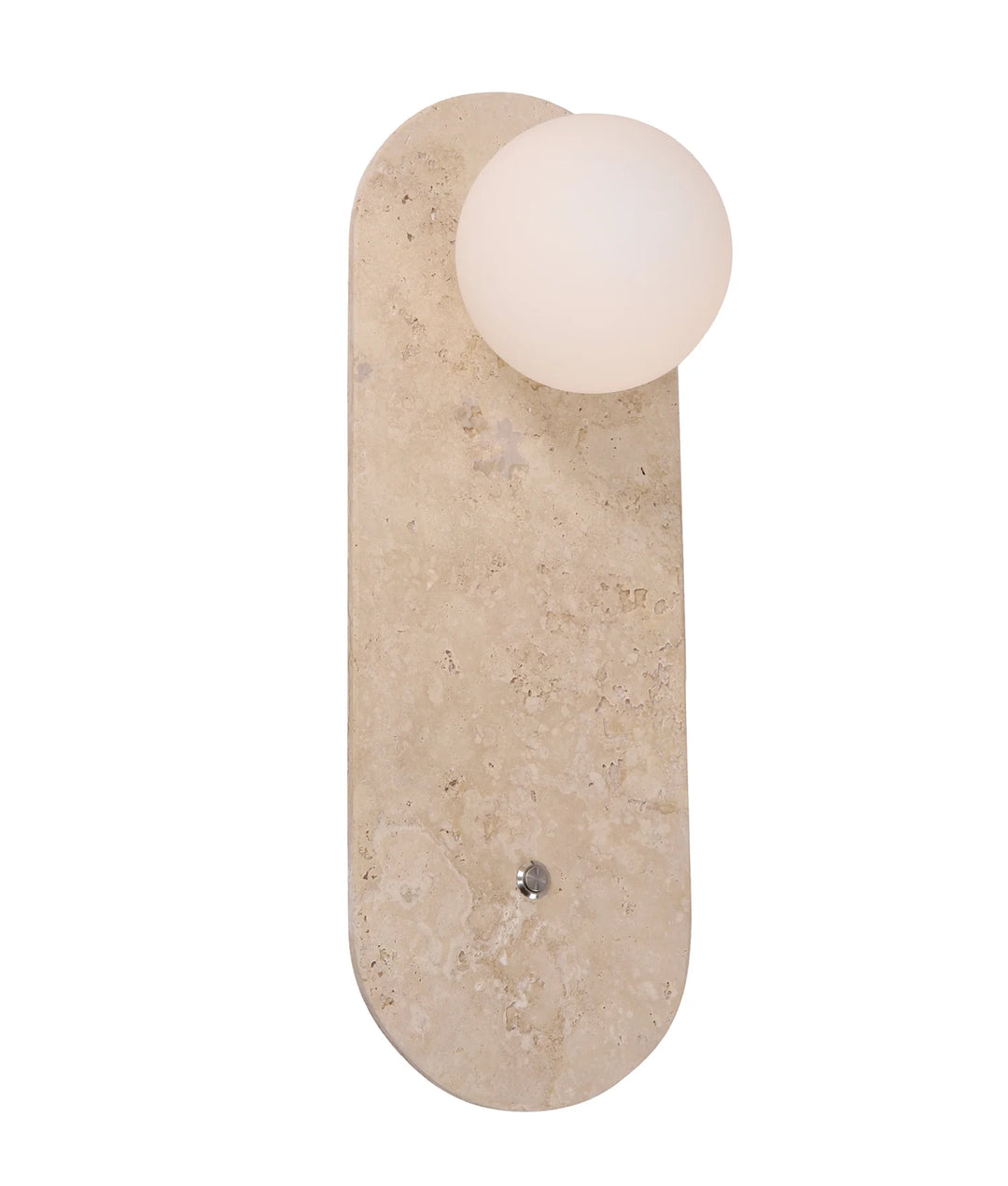 POI: Interior Oblong Travertine Base with Beige Finish & Round Opal Diffuser Wall Light WALL LIGHT