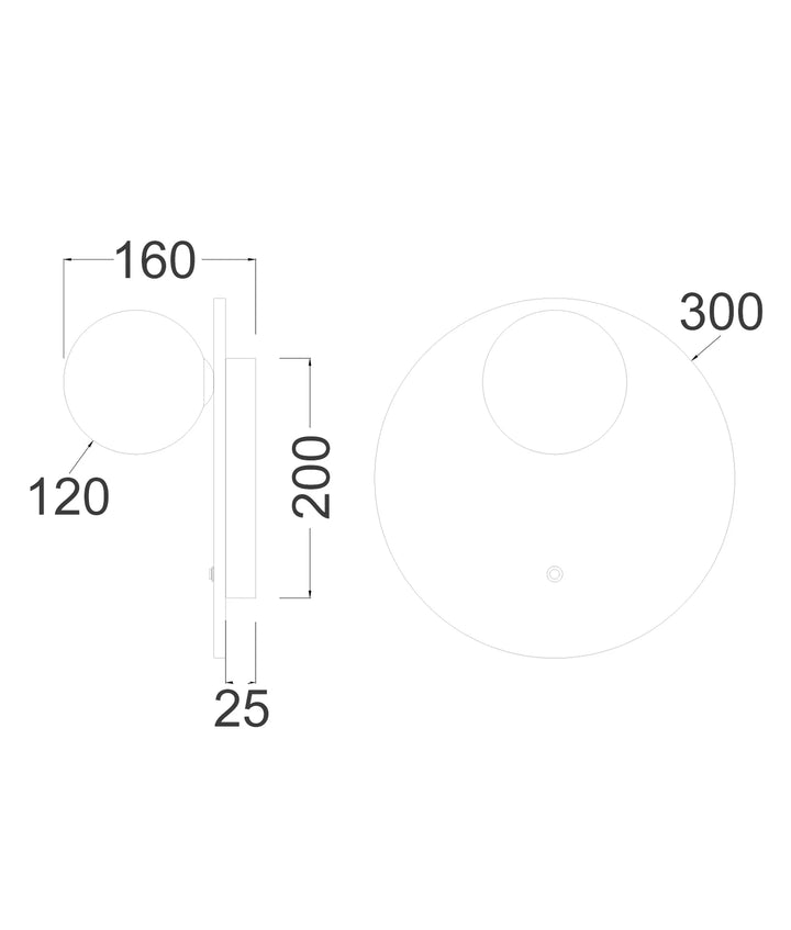 POI: Interior Round Travertine Base with Beige Finish & Round Opal Diffuser Wall Light WALL LIGHT