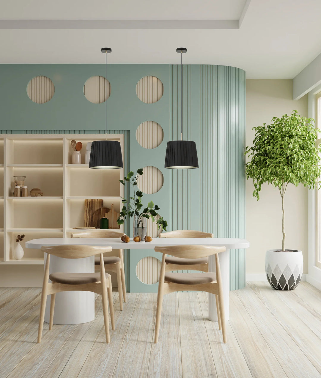 PREGA: Interior Slanted Pleated Fabric Shade Pendant Lights Pendant