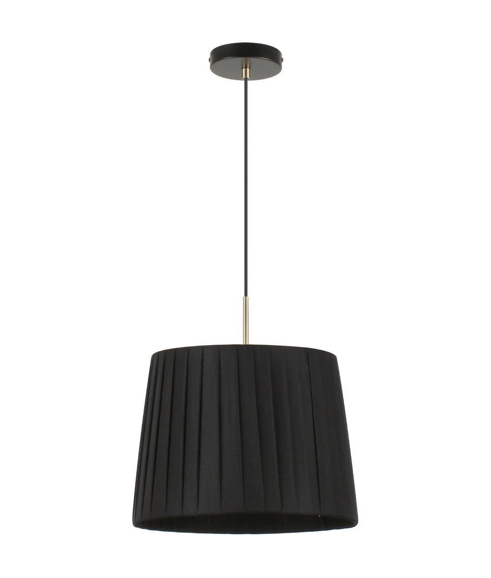 PREGA: Interior Slanted Pleated Fabric Shade Pendant Lights Black Pendant