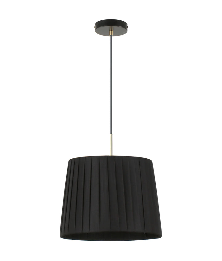 PREGA: Interior Slanted Pleated Fabric Shade Pendant Lights Black Pendant
