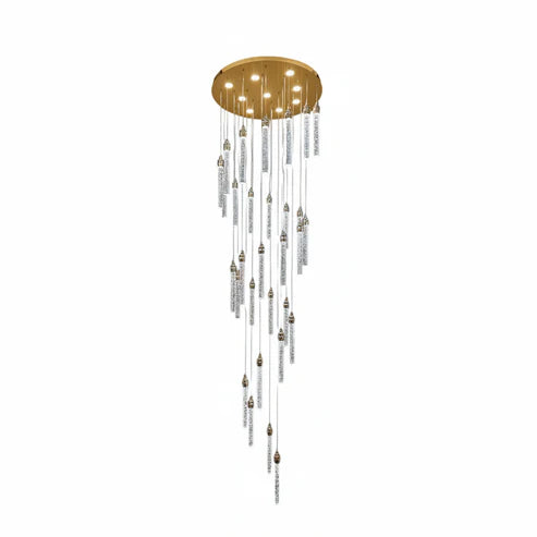 LENA 30 Stick Crystal Chandelier Tri-Colour LED Gold Pendant