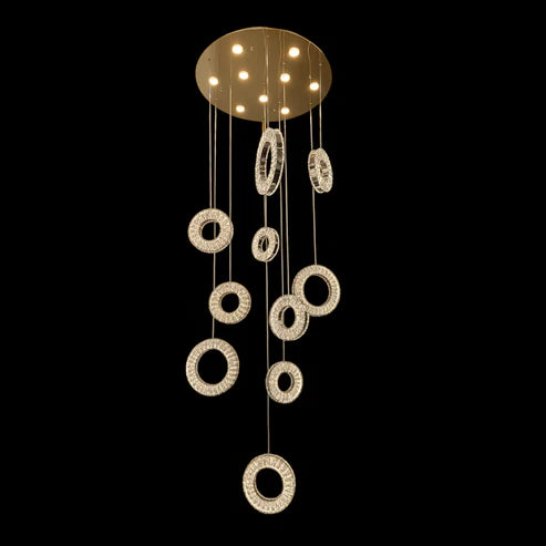 ROBI 10 Ring Crystal Chandelier Tri-Colour LED