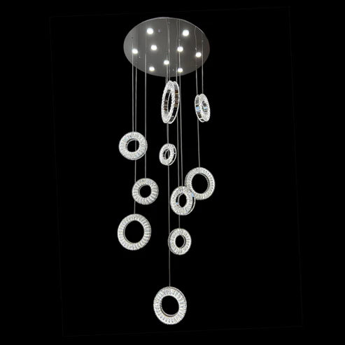 ROBI 10 Ring Crystal Chandelier Tri-Colour LED