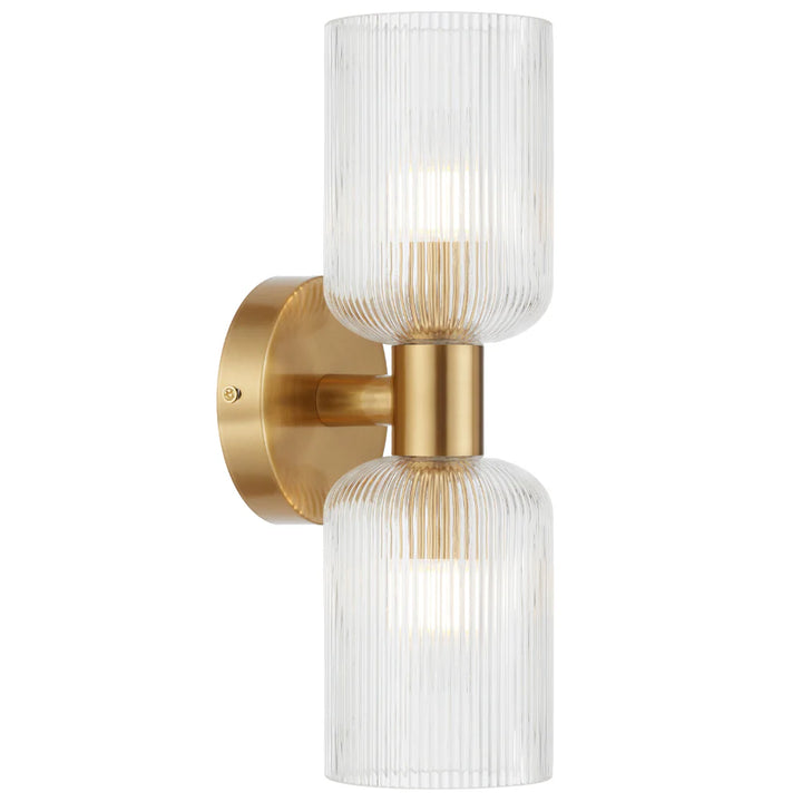 RIVEN 2 LIGHT WALL BRACKET Antique Gold Clear Wall light