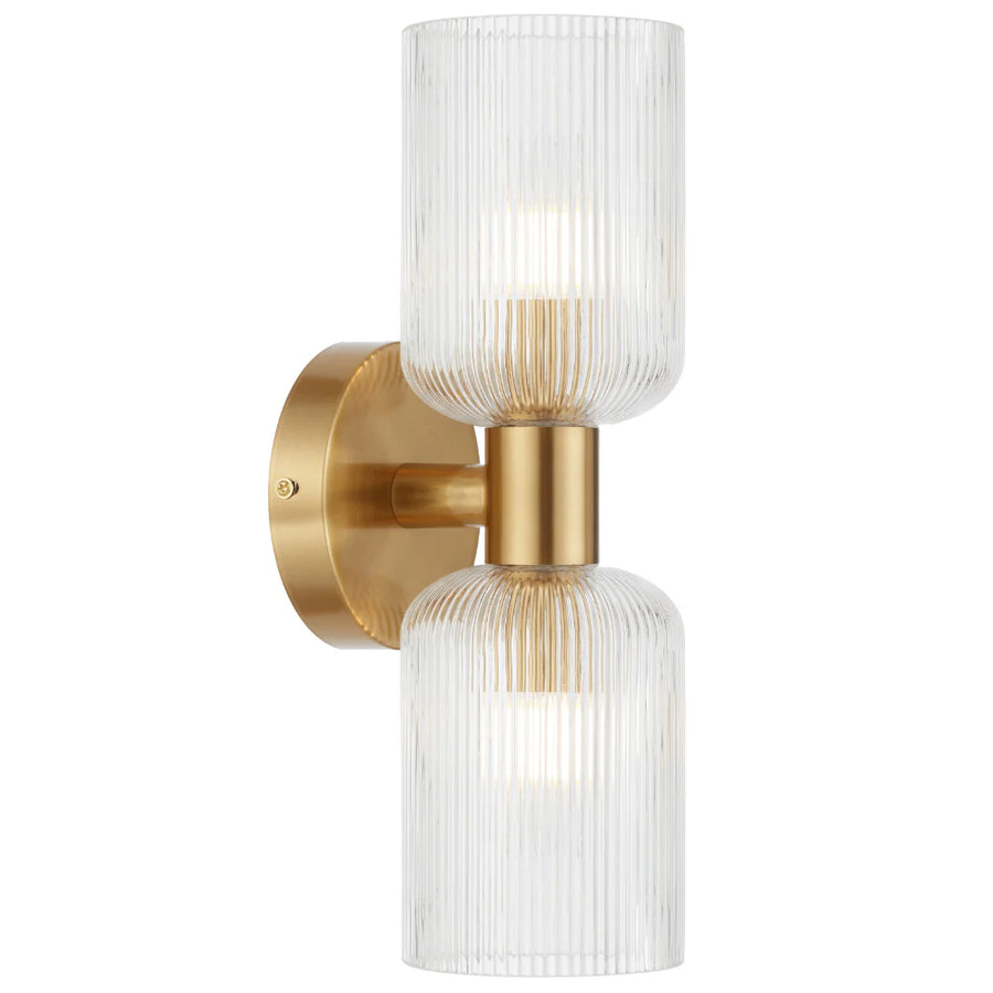 RIVEN 2 LIGHT WALL BRACKET Antique Gold Clear Wall light