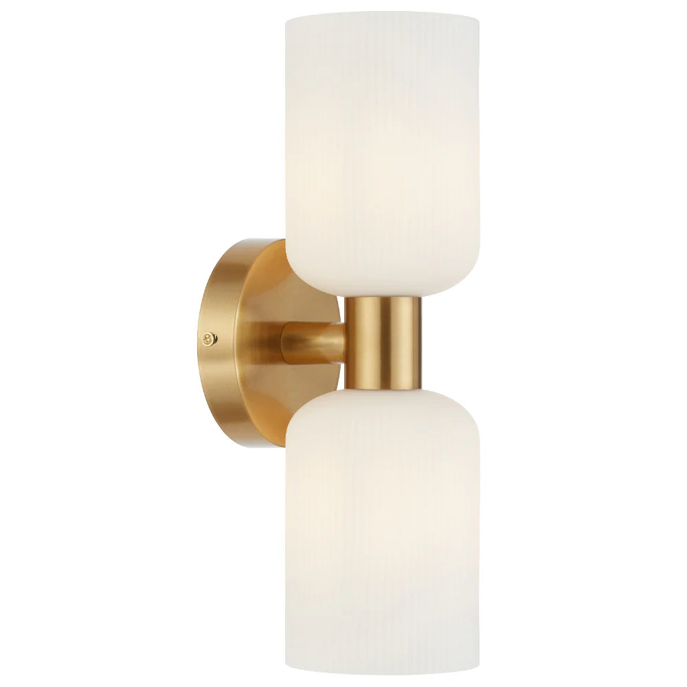 RIVEN 2 LIGHT WALL BRACKET Antique Gold Opal Wall light
