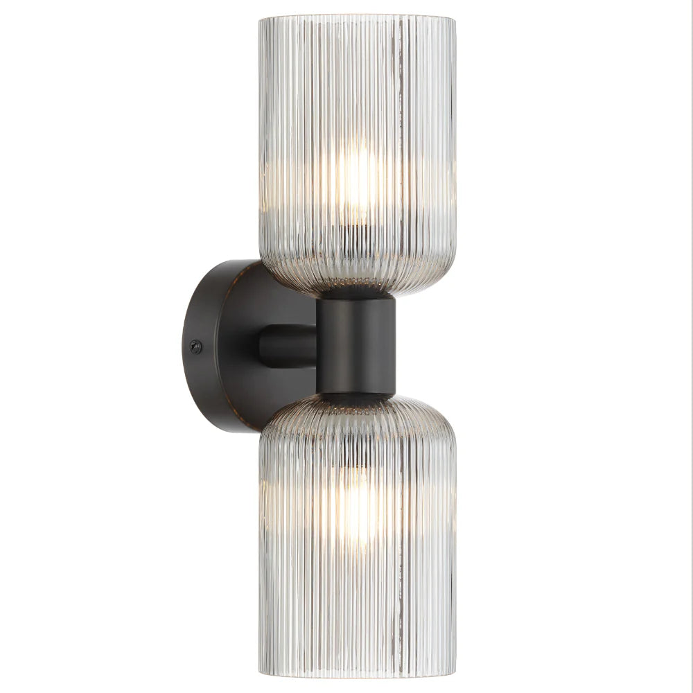RIVEN 2 LIGHT WALL BRACKET Black Smoke Wall light