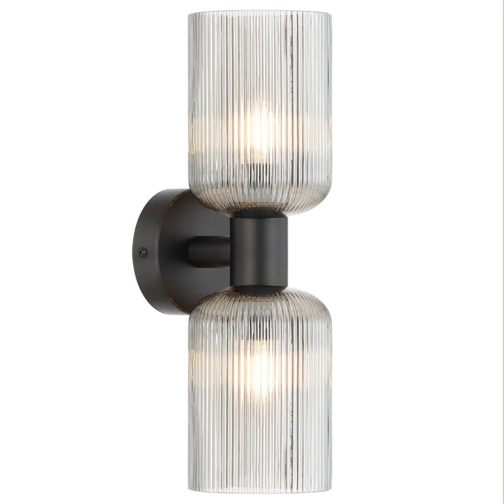 RIVEN 2 LIGHT WALL BRACKET Black Smoke Wall light