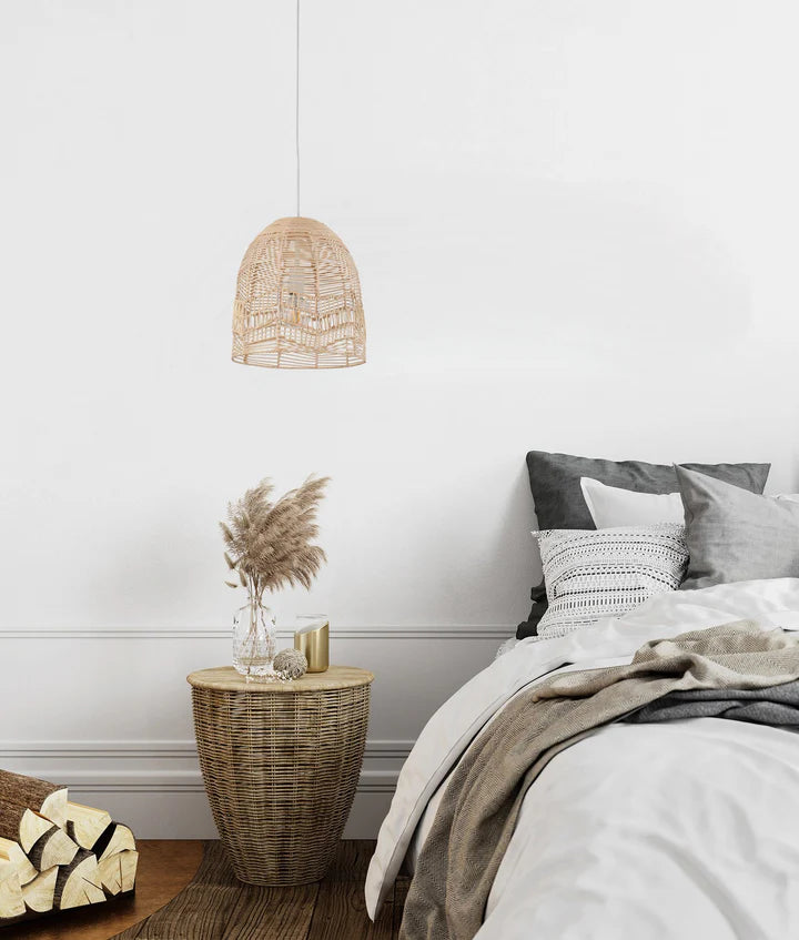 ROTA: Bohemian Interior Natural Rattan Ellipse Pendant Light