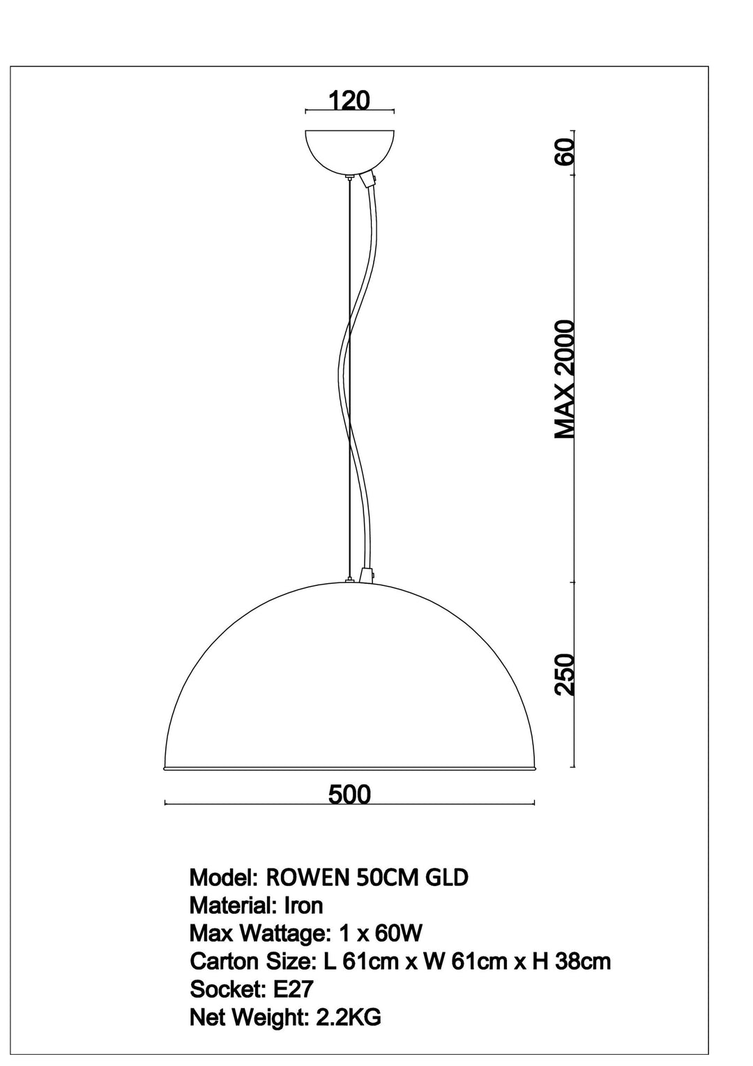ROWEN 50CM GLD