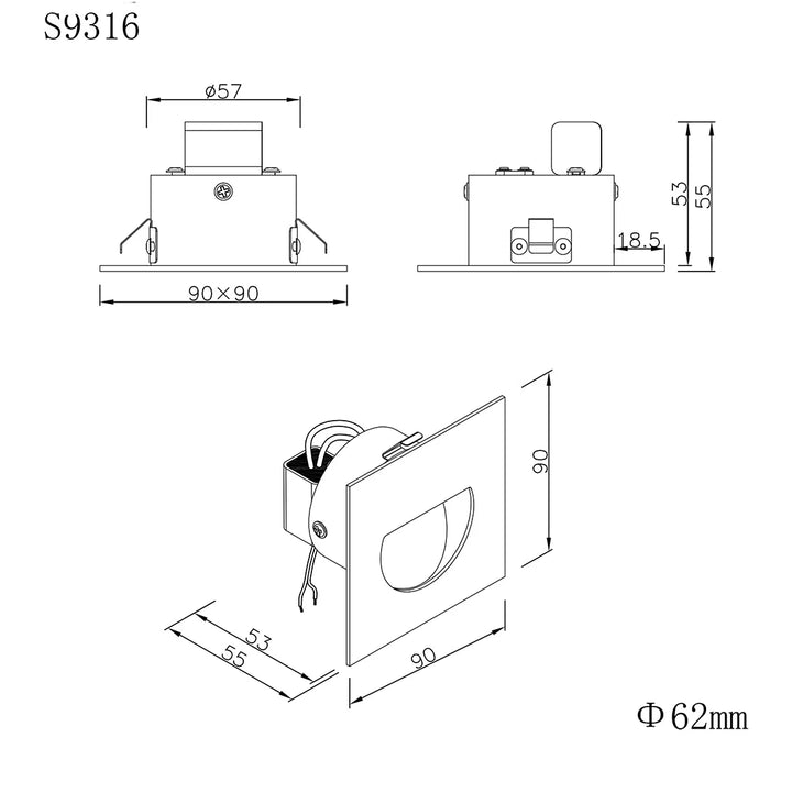 DARHAM SQUARE S9316 - 1.5W step light