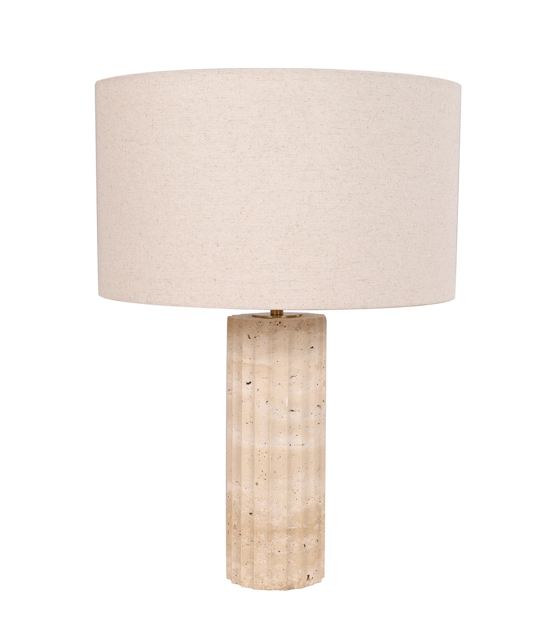 SAGITTA: Beige Travertine Base Oblong Fabric Cream Shade Table Lamps Large TABLE LAMP