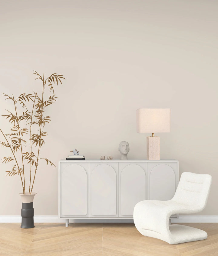 SAGITTA: Beige Travertine Base Rectangular Fabric Cream Shade Table Lamps TABLE LAMP