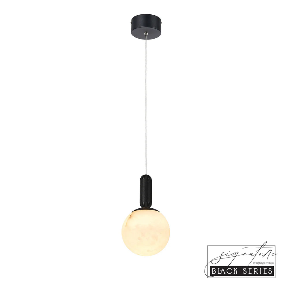 SATURN Spanish Marble Pendant Light in Brass or Black Black Pendant