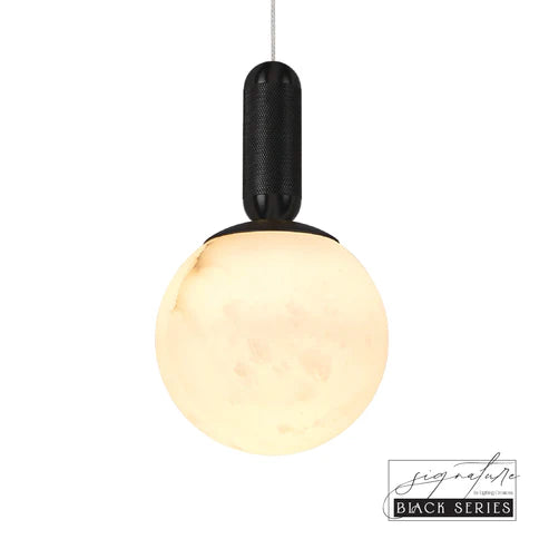 SATURN Spanish Marble Pendant Light in Brass or Black Pendant