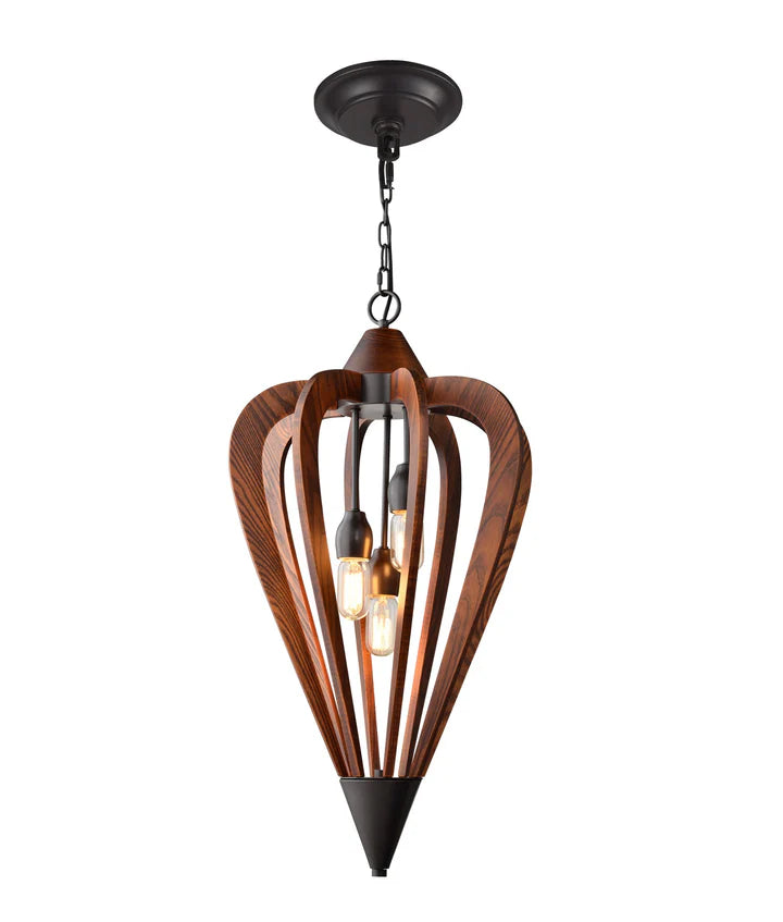 SENORITA: Rustic Small Tuscan Coffee Cherry / Winter Moss Wood Pendant Light