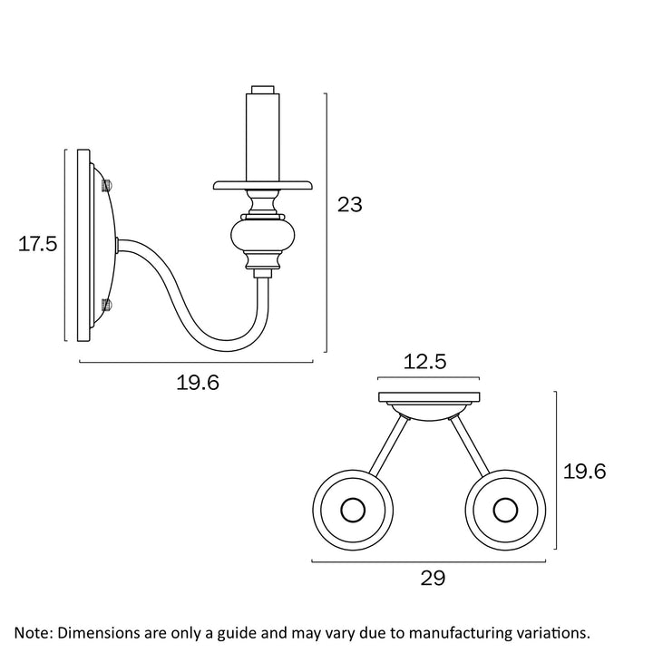 SIEDEL 2 LIGHT WALL BRACKET