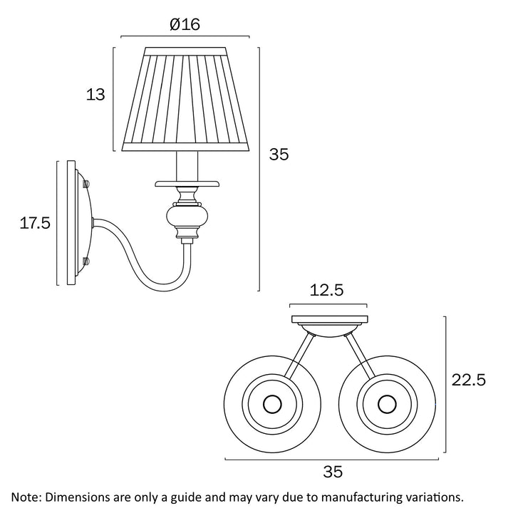 SIEDEL 2 LIGHT WALL BRACKET W/SHADE