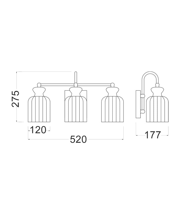 SINO: Interior Ellipse Triple Clear Glass Shade Wall Lights WALL LIGHT