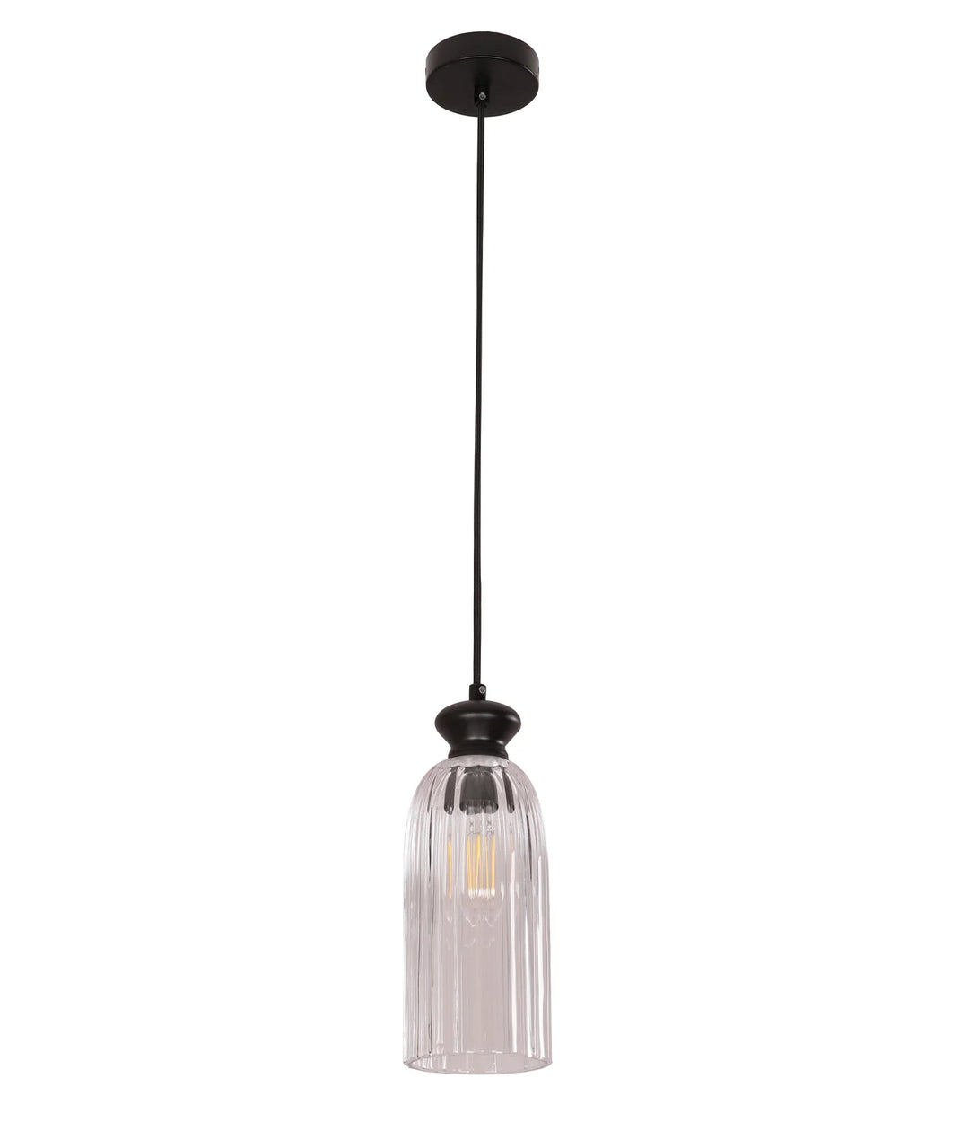 SINO: Interior Ellipse Clear Glass Shade Pendant Lights Black Pendant