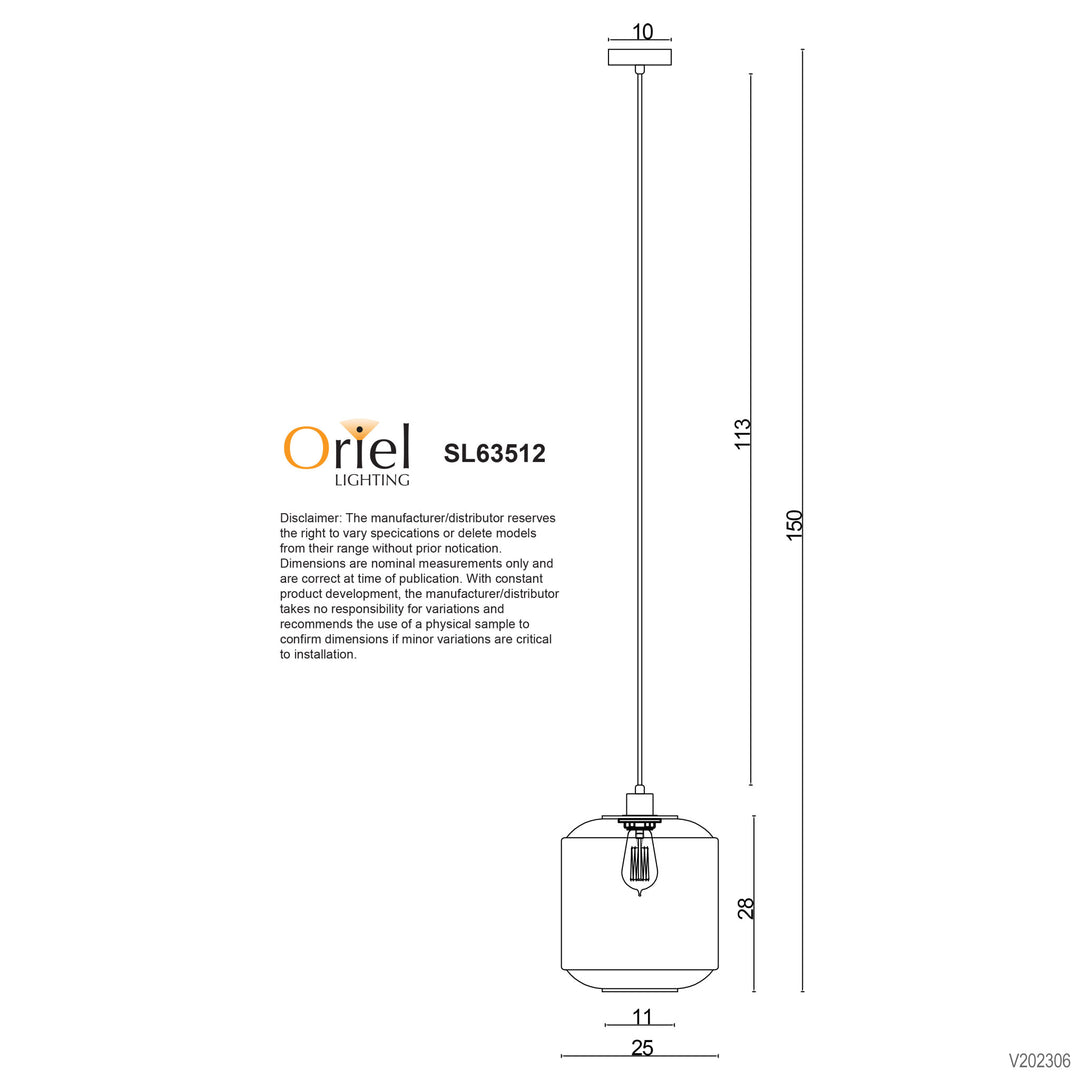 MARCONI.18 Single Clear Glass Pendant