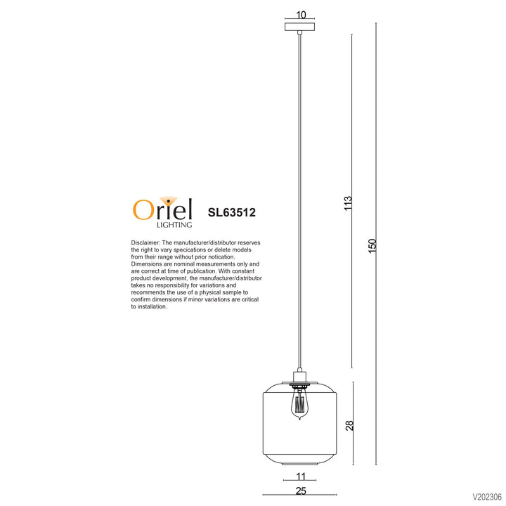 MARCONI.18 Single Clear Glass Pendant