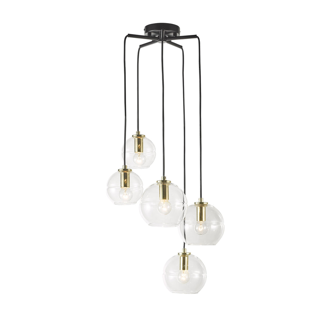 RENO 5 Light Clear Glass Pendant