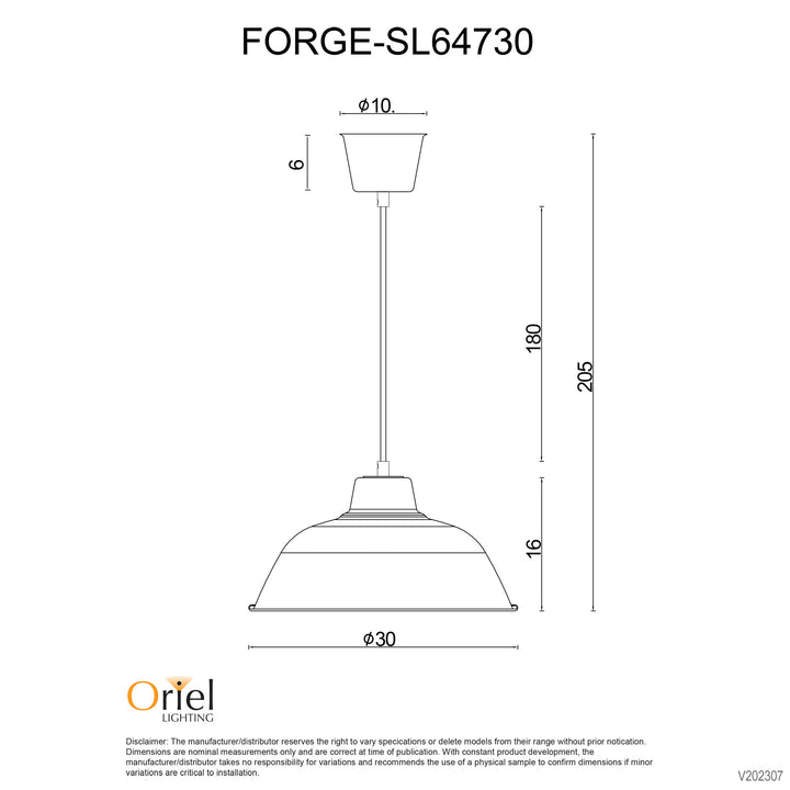 FORGE 300 Retro Industrial Pendant Black