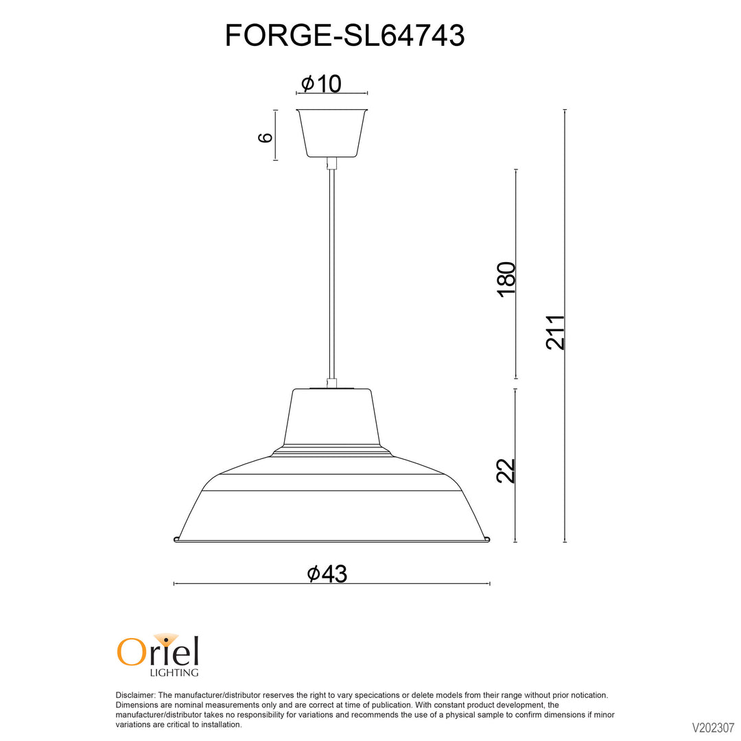 FORGE 430 Retro Industrial Pendant Black