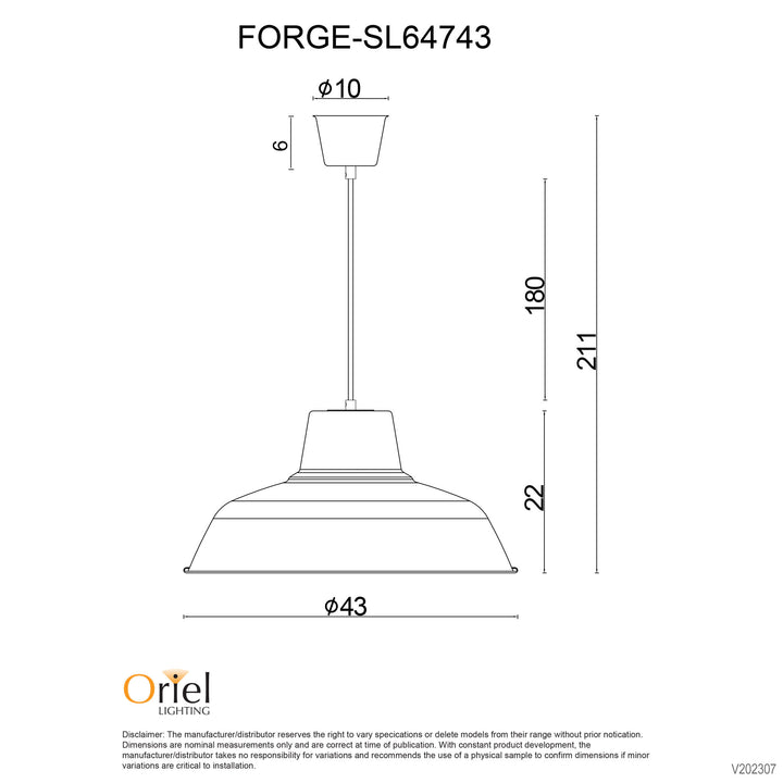 FORGE 430 Retro Industrial Pendant Black