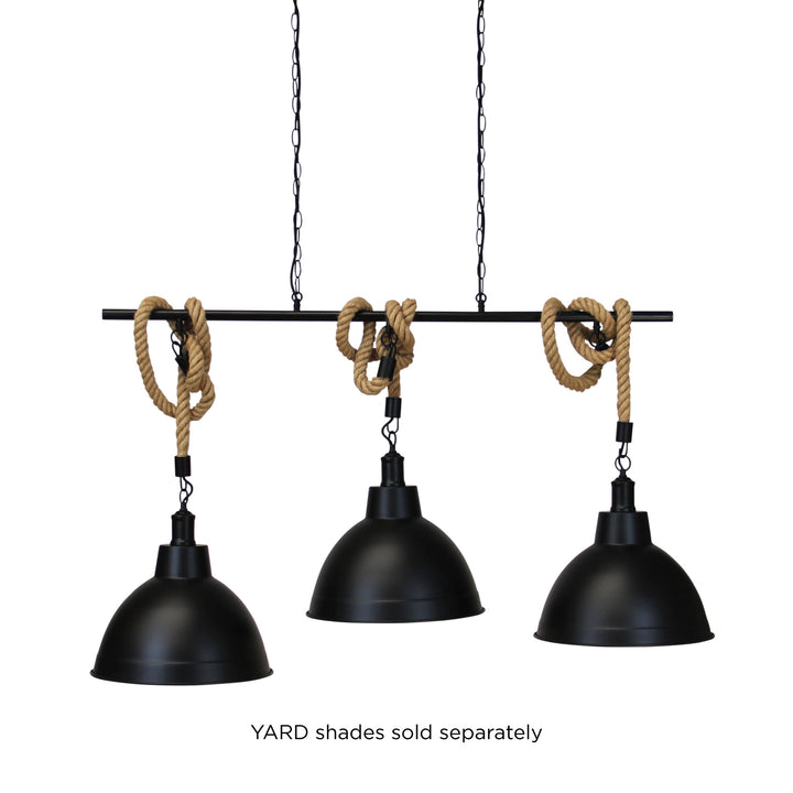 ROPE.3 LIGHT Triple Rope Pendant Matt Black and Coir