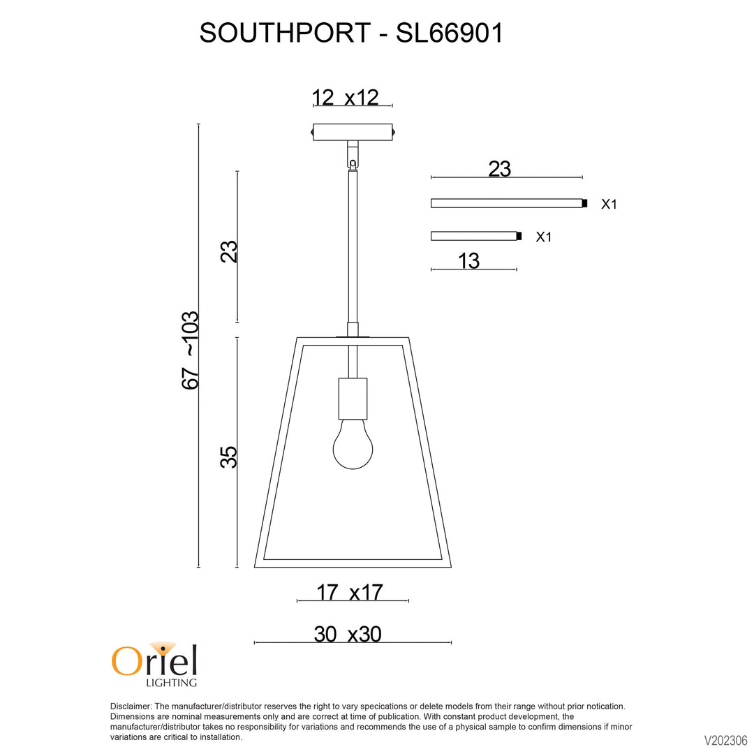 SOUTHPORT Single Urban Retro 30cm Pendant