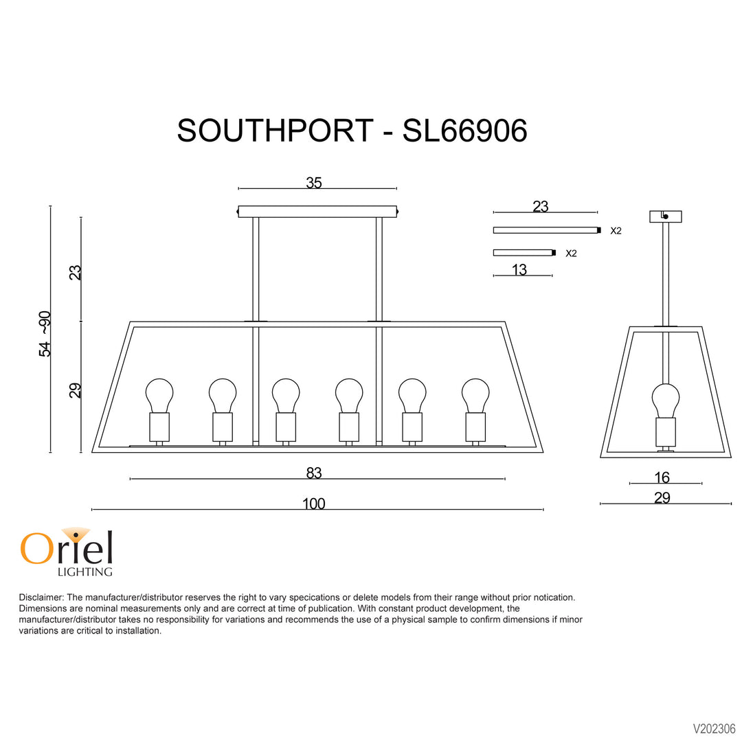 SOUTHPORT.100 6 Light Urban Retro Pendant