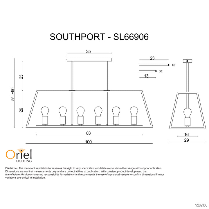 SOUTHPORT.100 6 Light Urban Retro Pendant