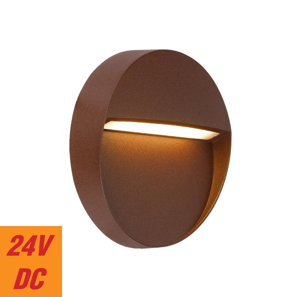 TERIN EXTERIOR ROUND WALL LIGHT Rust step light