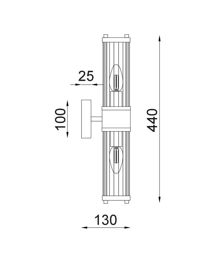 TIEMPO: Interior Up/Down Tubular Clear Glass Wall Lights