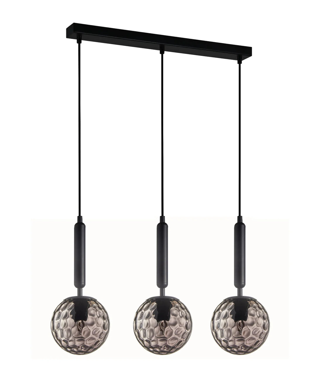 TRATTINO: Interior Bronze Amber /Smokey Black Spherical Glass Multiple Bar Base Pendant Lights