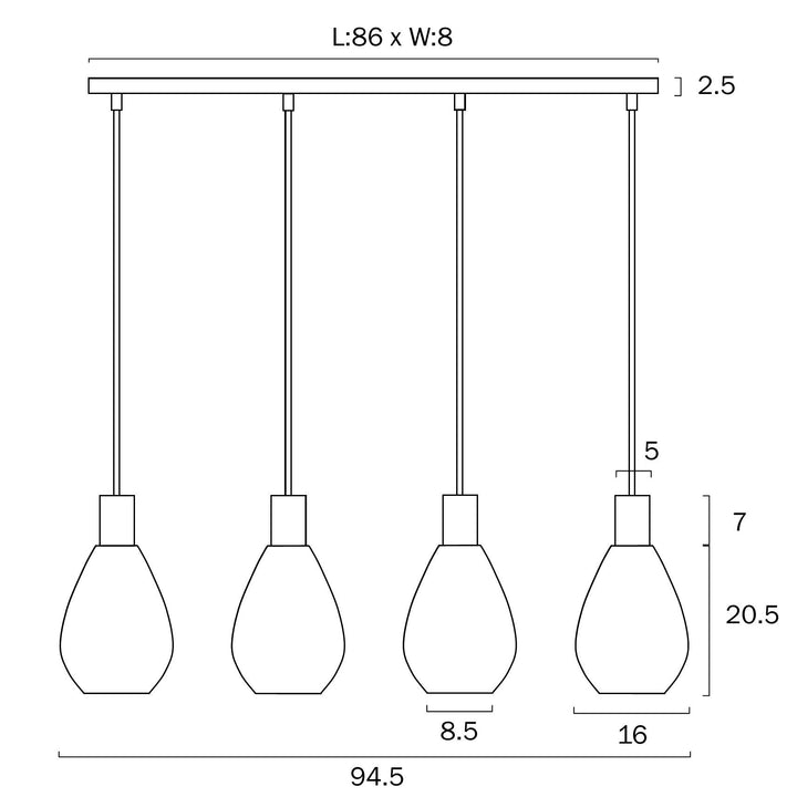 TELBIX TRESOR 4 LIGHTS PENDANT