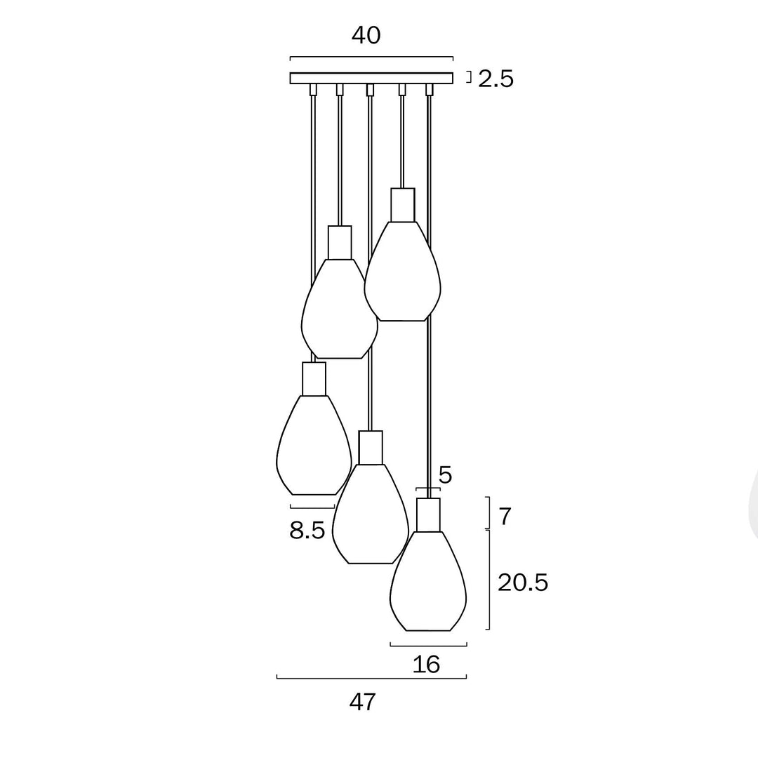 TELBIX TRESOR 5 LIGHTS PENDANT